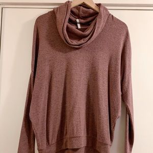 Z Supply Mauve Hacci Cowl Neck Dolman Sleeve Top